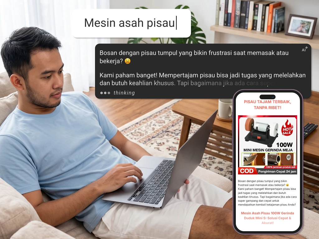 Ilustrasi copywriting AI
