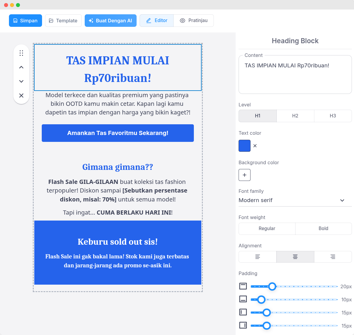 Buat Halaman dengan <span class="text-gradient">AI</span>